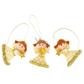 Angels with gold accessories for hanging 3 pieces in a box 10 x 6cm