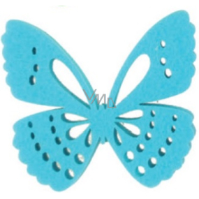 Felt butterfly blue decoration 6 cm