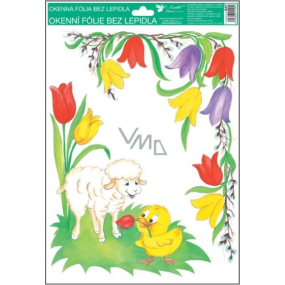 Window foil without glue corner traditional easter motifs tulips 37 x 26 cm