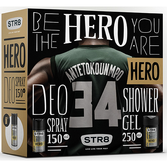 Str8 Hero deodorant spray for men 150 ml + shower gel 250 ml, cosmetic set