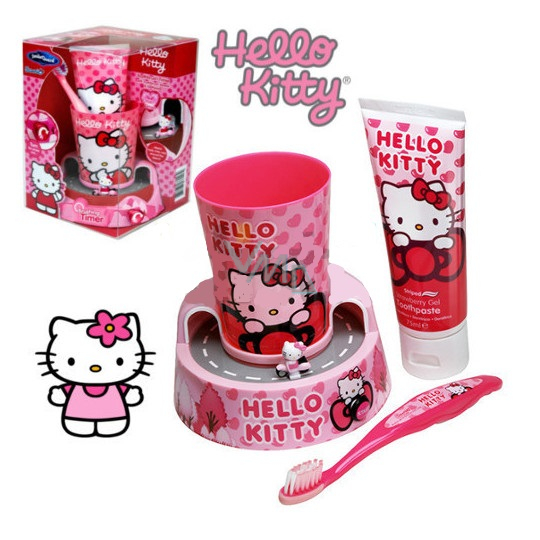 Hello Kitty Toothpaste + toothbrush + timer 2.min. teeth cleaning time