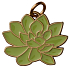 Yankee Candle Charming Scents metal pendant in the shape of a green plant with gold edging on a Scculent car tag