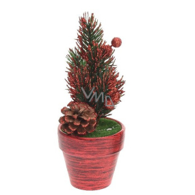 Christmas tree decoration in a pot red 17 x 6.5 x 6.5 cm