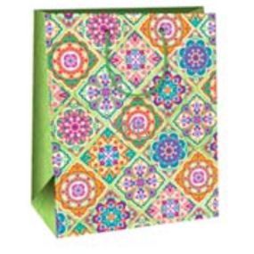 Ditipo Gift paper bag 26 x 32.5 x 13.8 cm light green various mandalas
