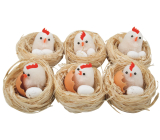 Nests with chicken and egg 5.5 cm 6 pieces in a box
