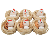 Nests with chicken and egg 5.5 cm 6 pieces in a box
