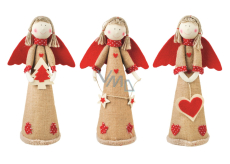 Jute angel with red wings for standing 37 cm 1 piece