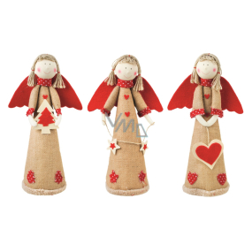 Jute angel with red wings for standing 37 cm 1 piece