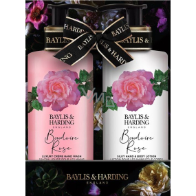 Baylis & Harding Boudoire Rose hand cleansing gel 300 ml + body and hand lotion 300 ml, cosmetic set for women