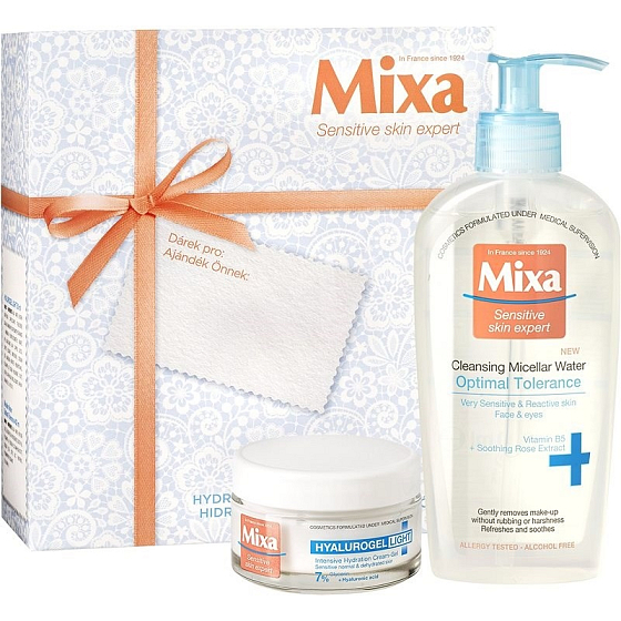 Mixa Hyalurogel Box Optimal Tolerance Micellar Water 200 ml + Hyalurogel Light Day Cream 50 ml, cosmetic set