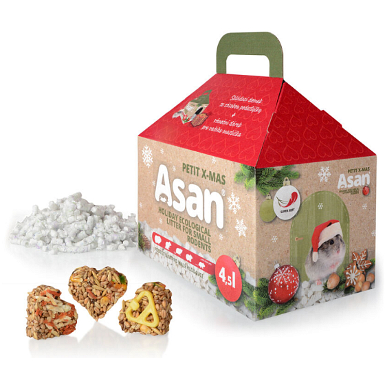 Asan Petit Stelivo for small rodents 4,5 l with treats, Christmas edition