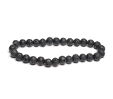 Lava black bracelet elastic natural stone, bead 8 mm / 16-17 cm, born of the four elements