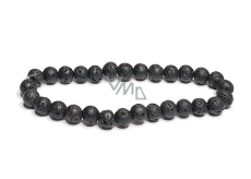 Lava black bracelet elastic natural stone, bead 8 mm / 16-17 cm, born of the four elements