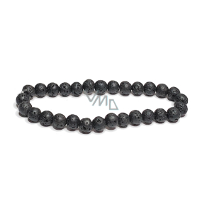 Lava black bracelet elastic natural stone, bead 8 mm / 16-17 cm, born of the four elements