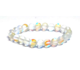 Opalite matt white elastic bracelet, synthetic stone bead 8 mm / 16-17 cm, wishing and hope stone