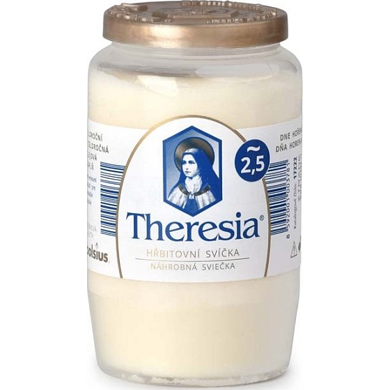 Bolsius Theresia cemetery candle with lid composite white, burning time 58 hours 155 g
