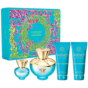 Versace Dylan Turquoise eau de toilette 100 ml + body lotion 100 ml + shower gel 100 ml + eau de toilette 5 ml miniature, gift set for women