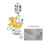 Sterling Silver 925 Luminous - Zodiac sign Leo, pendant for bracelet