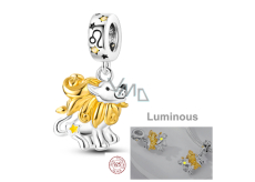 Sterling Silver 925 Luminous - Zodiac sign Leo, pendant for bracelet