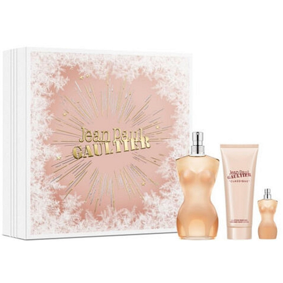 Jean Paul Gaultier Classique Eau de Toilette 100 ml + Body Lotion 75 ml + Eau de Toilette Miniature 6 ml, gift set for women