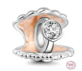Charm Sterling silver 925 Ring in shell, bead on bracelet symbol