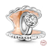 Charm Sterling silver 925 Ring in shell, bead on bracelet symbol