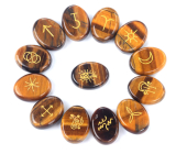 Tiger's Eye Rune Alphabet Oval Natural Stone, 15 x 20 mm 13 pieces