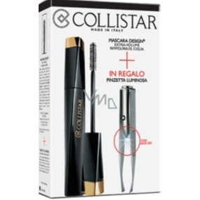 Collistar Design Extra Volume Mascara 11 ml + Tweezers with lighting 1 piece, cosmetic set