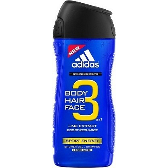 Adidas Sport Energy 3 in 1 shower gel for body, hair and face for men 400 ml