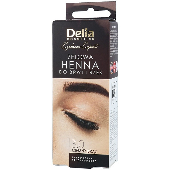 Delia Cosmetics Henna Tint Gel for Eyebrow Coloring 3.0 dark brown 1 piece