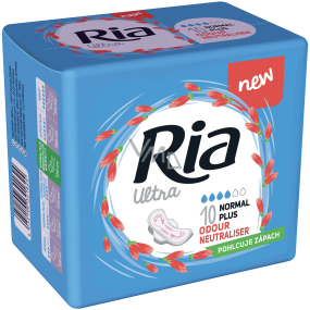 Ria Ultra Normal Plus Odor Neutraliser ultra thin sanitary pads with wings 10 pieces