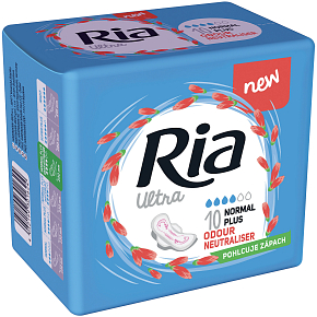Ria Ultra Normal Plus Odour Neutraliser ultra thin sanitary pads with wings 10 pieces
