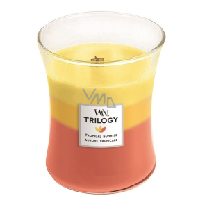 WoodWick Trilogy Tropical Sunrise Scented candle with wooden wick and glass lid medium 275 g