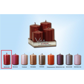Lima Pyramid candle smooth metal red cylinder diameter 50 mm 4 pieces