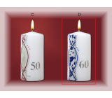 Lima 60th anniversary candle blue stripe with silver decoration cylinder 70 x 150 mm 1 piece