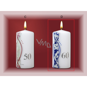 Lima 60th anniversary candle blue stripe with silver decoration cylinder 70 x 150 mm 1 piece