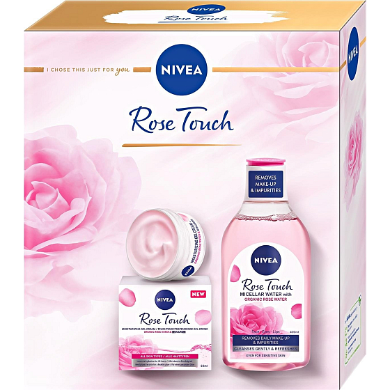 Nivea Face Rose Touch moisturizing day gel-cream 50 ml + micellar water 400 ml, cosmetic set