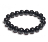 Obsidian bracelet elastic natural stone, ball 10 mm / 16-17 cm, rescue stone