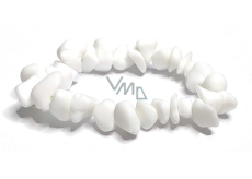 Agate white bracelet elastic natural chopped stone, 19 cm, provides calm and peace