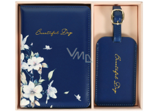 Albi Original Travel set of suitcase tag and document case Blue flower 19,5 x 16 x 2,5 cm