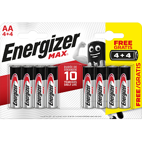 Energizer Max AA batteries, 4 + 4 free pcs