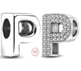 Sterling silver 925 Alphabet letter P, bead for bracelet