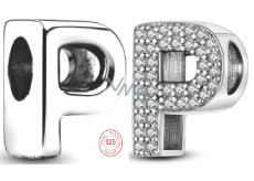 Sterling silver 925 Alphabet letter P, bead for bracelet