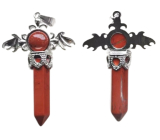 Jasper cross made of alloy and natural stone 5.3 x 3.7 x 12 mm