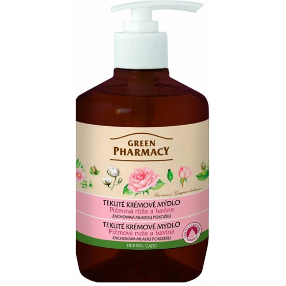 Green Pharmacy Musk Rose and Cotton Liquid Soap with Dispenser 460 ml