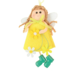 Yellow felt fairy for hanging 12 cm
