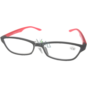 Berkeley Reading Prescription Glasses +2.50 plastic black frames, red 1 piece ER4133