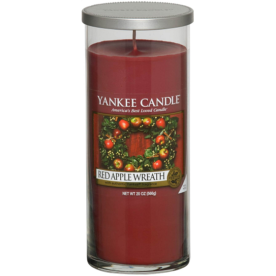 Yankee Candle Red Apple Wreath - Red Apple Wreath Décor Scented Candle Large Cylinder Glass 75 mm 566 g