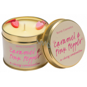 Bomb Cosmetics Caramel and pink pepper Scented natural, handmade candle in a tin can burns for up to 35 hours