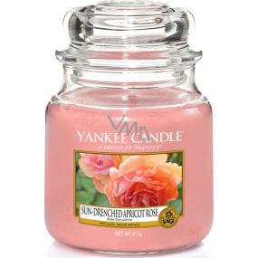 Yankee Candle Sun Drenched Apricot Rose - Embroidered Apricot Rose Scented Candle Classic Medium Glass 411 g